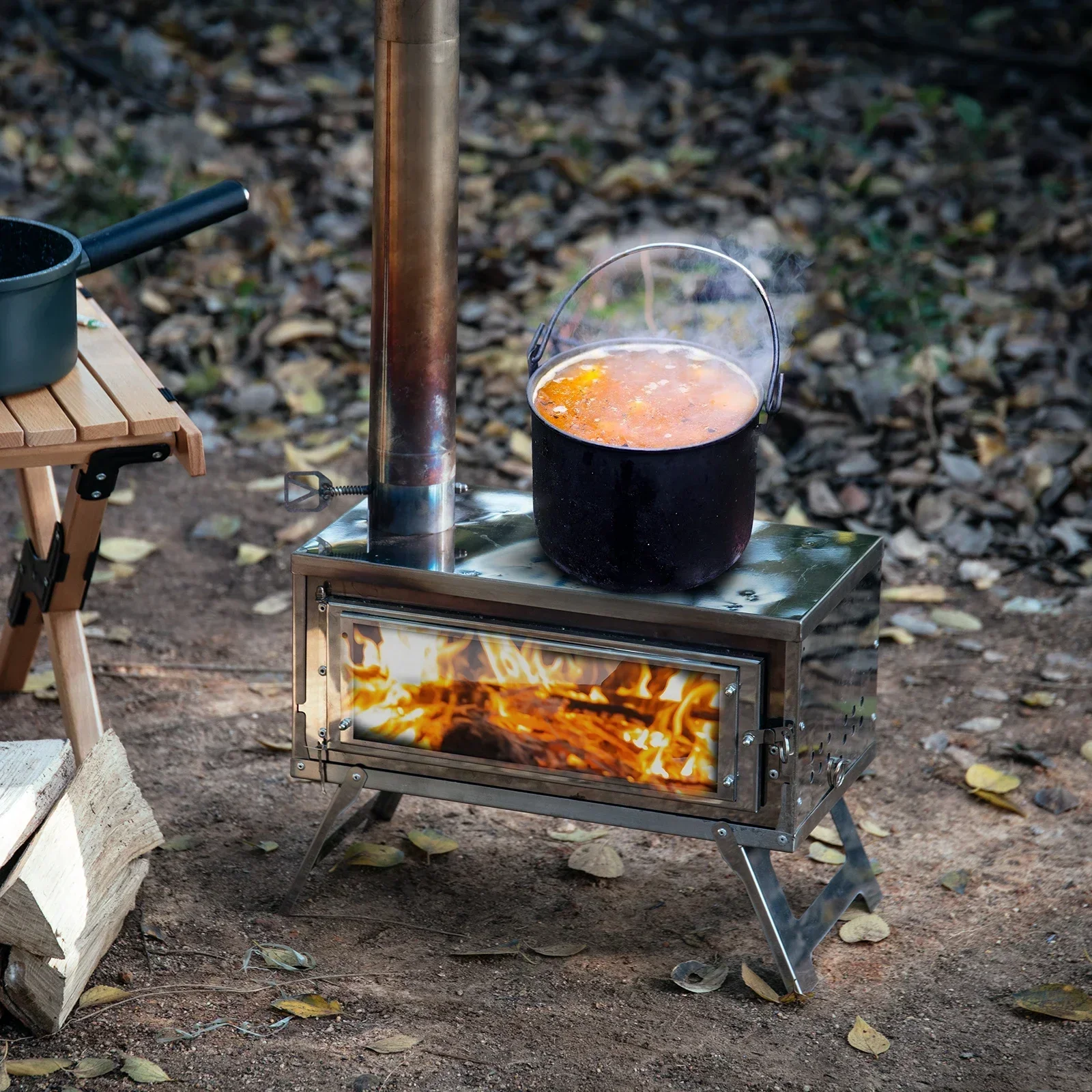 Outdoor Camping Wood Burning Stove - Değişim MOORE açık taşınabilir katlanır ikincil