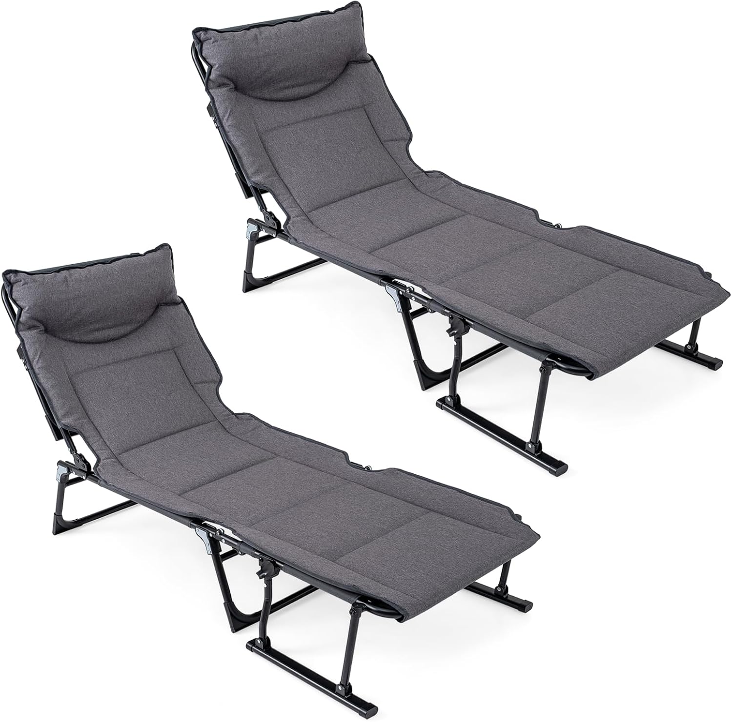 Outdoor Camping Recliner - Katlanabilir Veranda Şezlong Seti (2 Adet),
