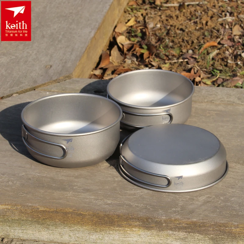 Outdoor Camping Uk - Keith 3 ADET Titanyum Tencere Tavalar