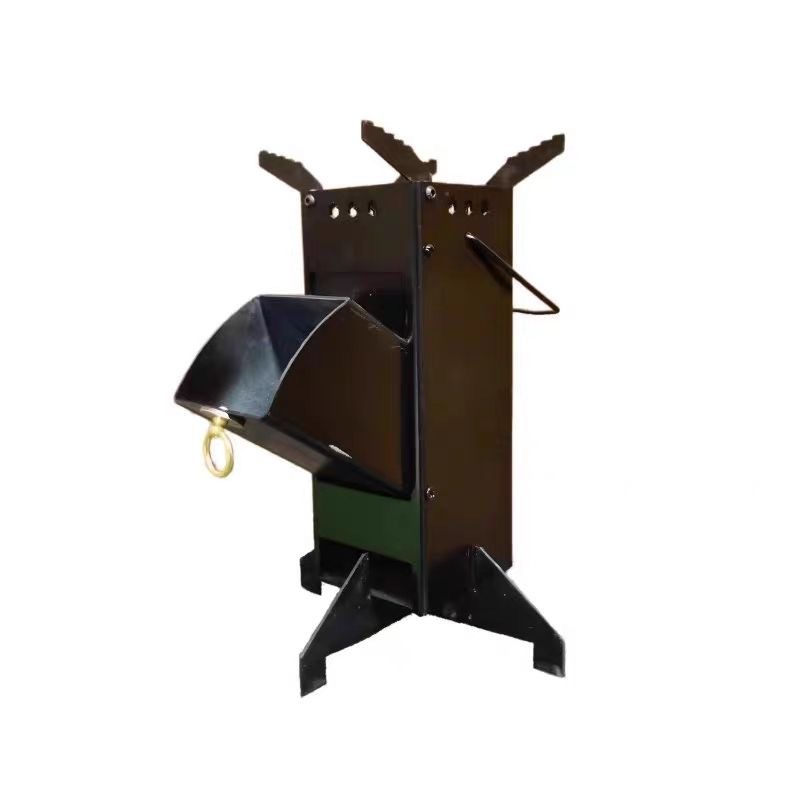 Outdoor Camping Wood Burning Stove - Taşınabilir Roket Ocak, Kalın Manganez Çelik