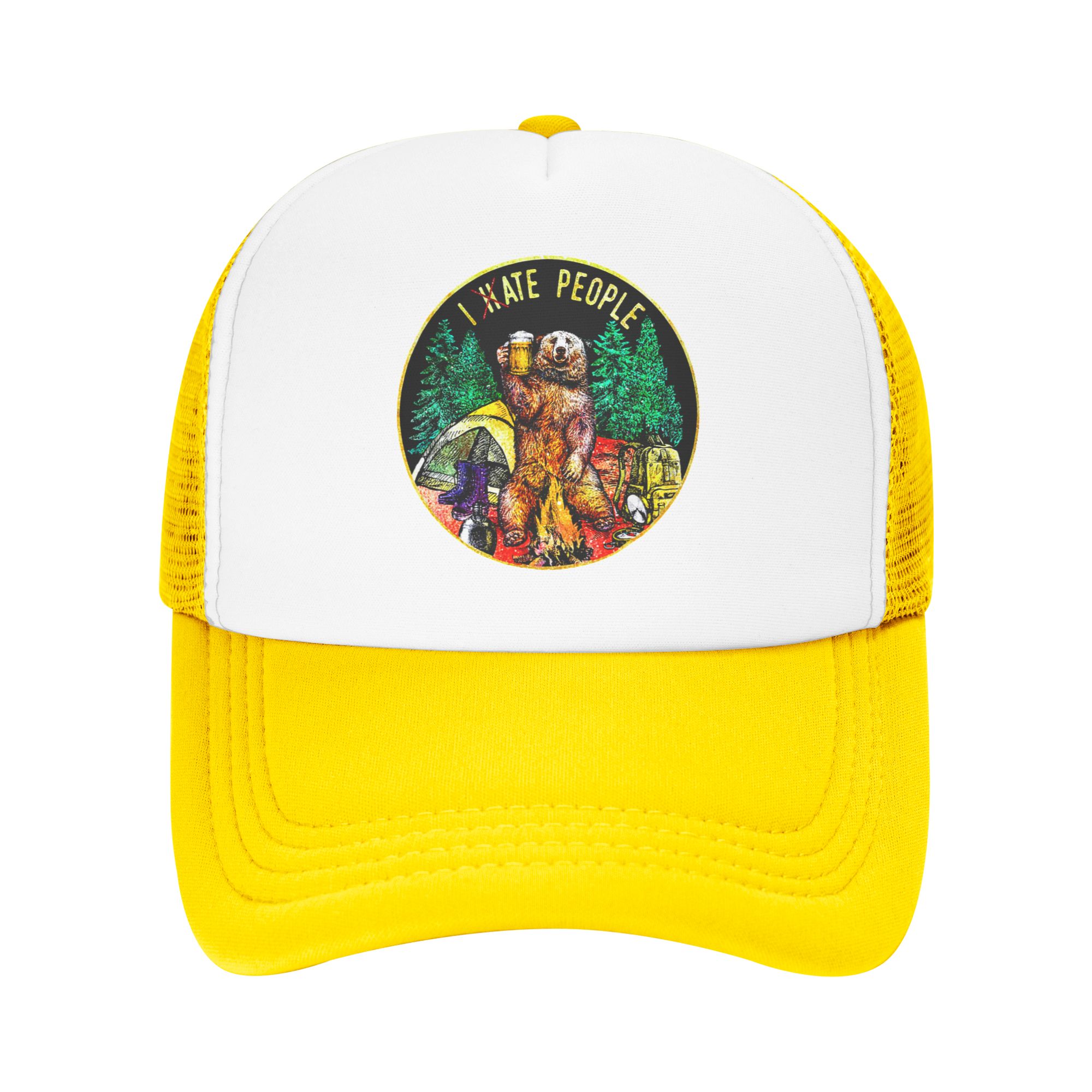 Outdoor Camping Hat - İnsanlardan Nefret Ediyorum Ayı Kamp Beyzbol