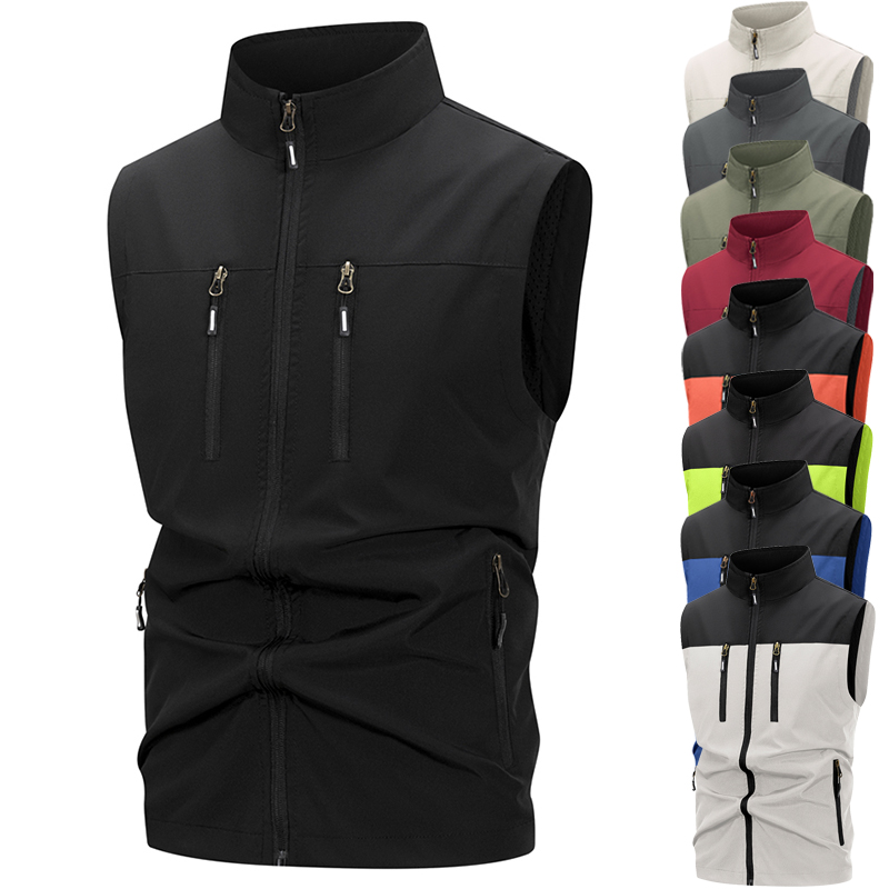 Outdoor Camping Vest - Erkek Hafif Softshell Yelek Fermuarlı Cepler