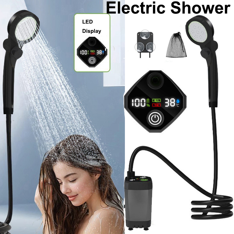 Outdoor Camping Shower - Açık Hava Elektrikli Duş Seti LED