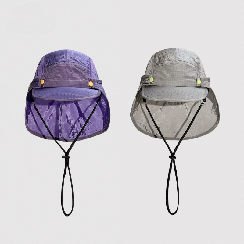Camping Outdoor Quick Drying Sun Neck Protection Cap Hat - Japon çıkarılabilir şal güneşlik düz kenarlı
