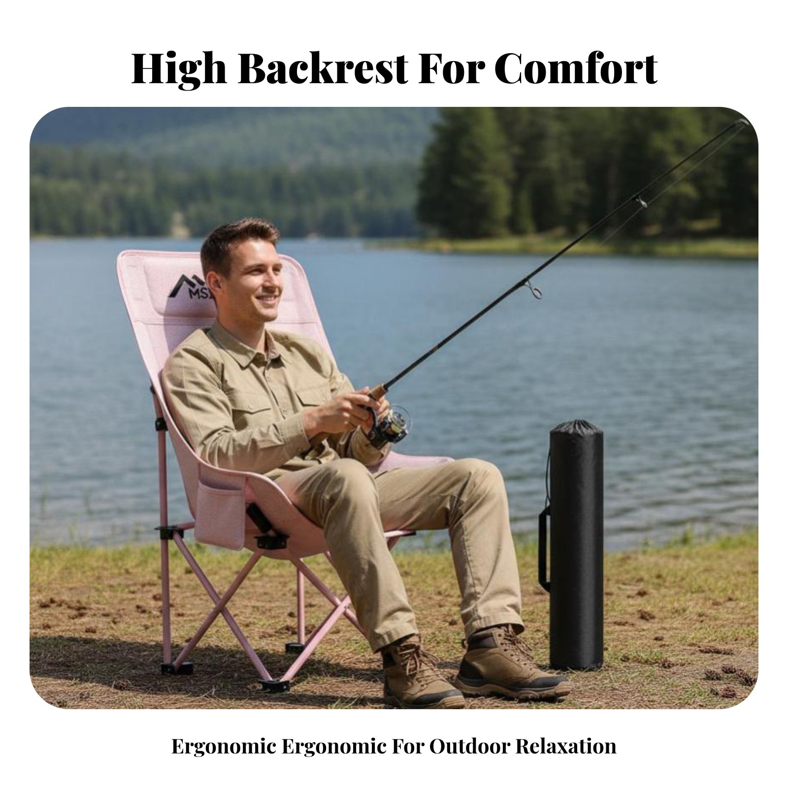 Outdoor Camping Recliner - Katlanabilir Örgü Yüksek Sırtlı Sandalye Anti-Yorgunluk