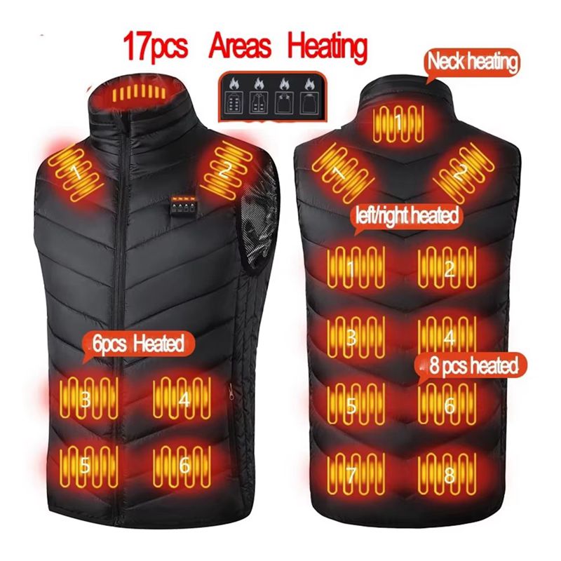 Outdoor Camping Vest - Erkekler USB Kızılötesi 17 Isıtma Alanları